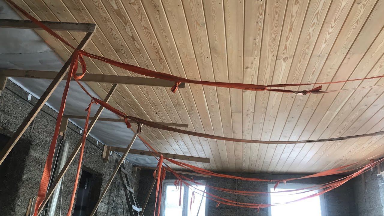 Монтаж имитации бруса на потолок в доме из «Идеального арболита ...