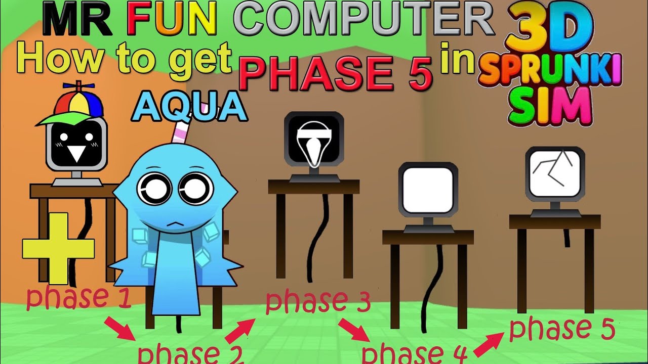 How to get Mr. Fun Computer phase 5 badge and morph and Aqua skin in 3D ...