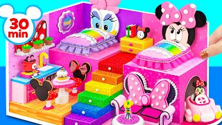Build Minnie Mouse House with Two Bedroom, Minnie's Bow Sofa from Polymer Clay  DIY Miniature House