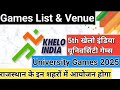 Khelo India University Games 2025 Venue & Games List | KIUG 2025 |खेलो इंडिया यूनिवर्सिटी गेम्स 2025
