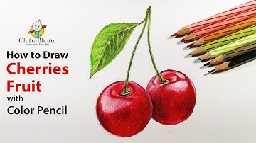 Cherry Drawing with Colored Pencil | Fruit Drawing | Easy Step By Step | Art Video | Tutorial