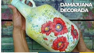 BOTELLA DAMAJUANA DECORADA estilo ACUARELA