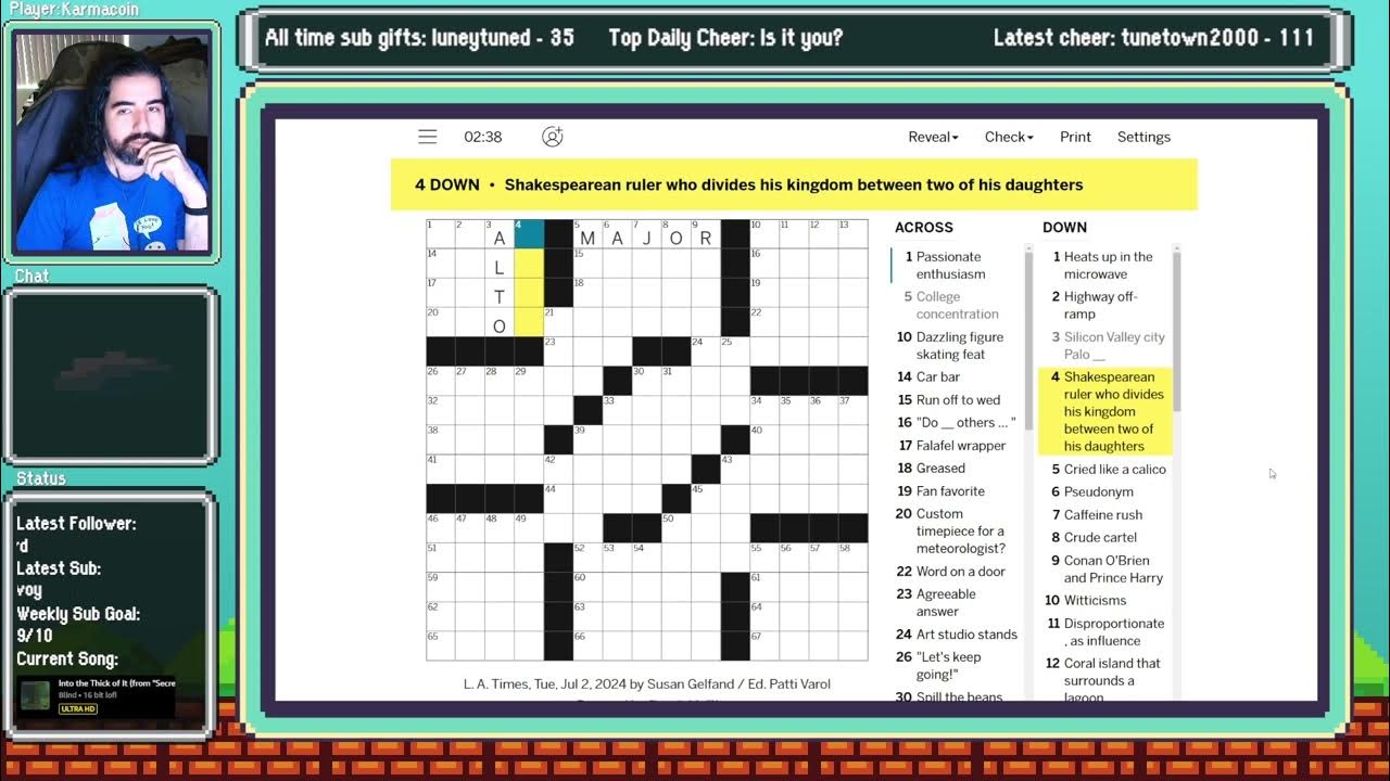174.1 Crossword Broke my losing streak last night... !socials