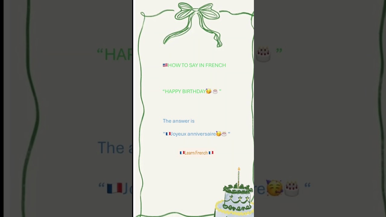 🇫🇷🇺🇸🎂🥳 Learn French , how to say ‘“HAPPY BIRTHDAY 🎊’” in French language 