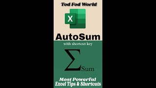 auto sum in excel || excel tips & tricks || @todfodeducation