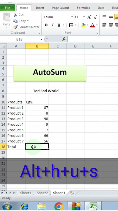 Auto Sum in excel || Excel Tips & Tricks || @todfodeducation