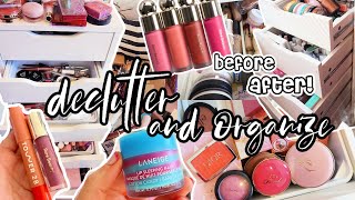 declutter & organize my makeup collection💄🎀 satisfying, motivating, trashing stuff, new storage idea