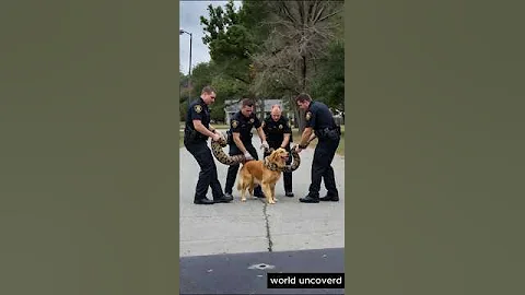 Cops Save Dog From Giant Snake! Unbelievable Rescue! #shorts