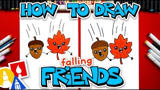 how draw falling friends acorn leaf