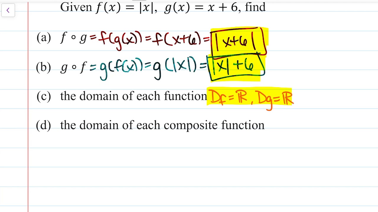 How to Find the Domain of Composite Functions Example 12d