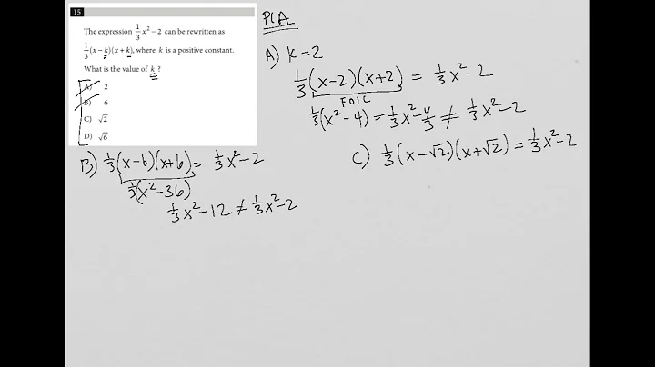 The expression 1/3x^2 - 2 can be rewritten as 1/3(x - k)(x + k), where k is a positive constant....