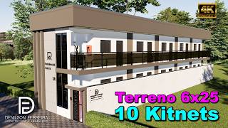 163 - 10 Kitnets em Terreno 6x25: Projeto Moderno para Lucrar ou Morar!