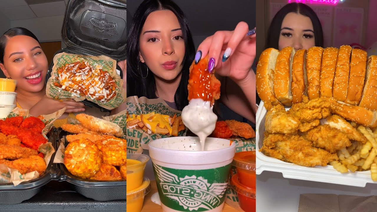 TIKTOK Mukbang Compilation | Wingstop, Cane's, In-N-Out, Sushi, McDonald's, Crumbl & More!