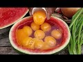 Watermelon Omelet / Cooking Duck Eggs in Watermelon