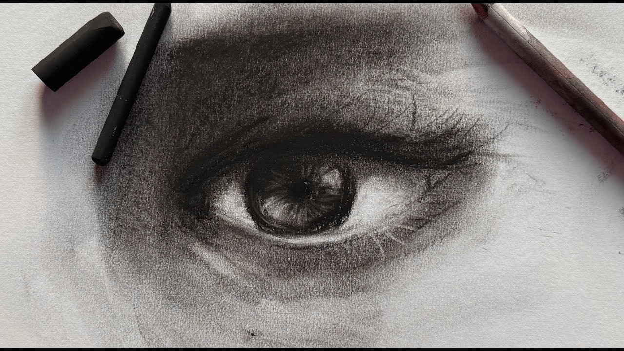How to Draw a Realistic Eye in Under 10 Minutes | Charcoal Drawing ...