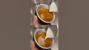 Latte Art Tulip: Day 1 VS Day 100 #shorts #latteart #tutorial