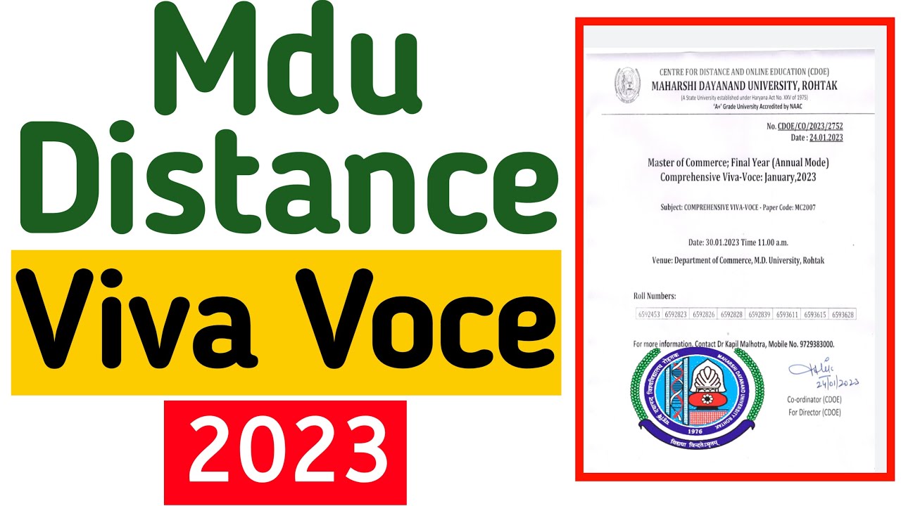 Mdu distance latest notice 2023 | Mdu distance viva voce notice 2023 | mdu dde viva voce 2023