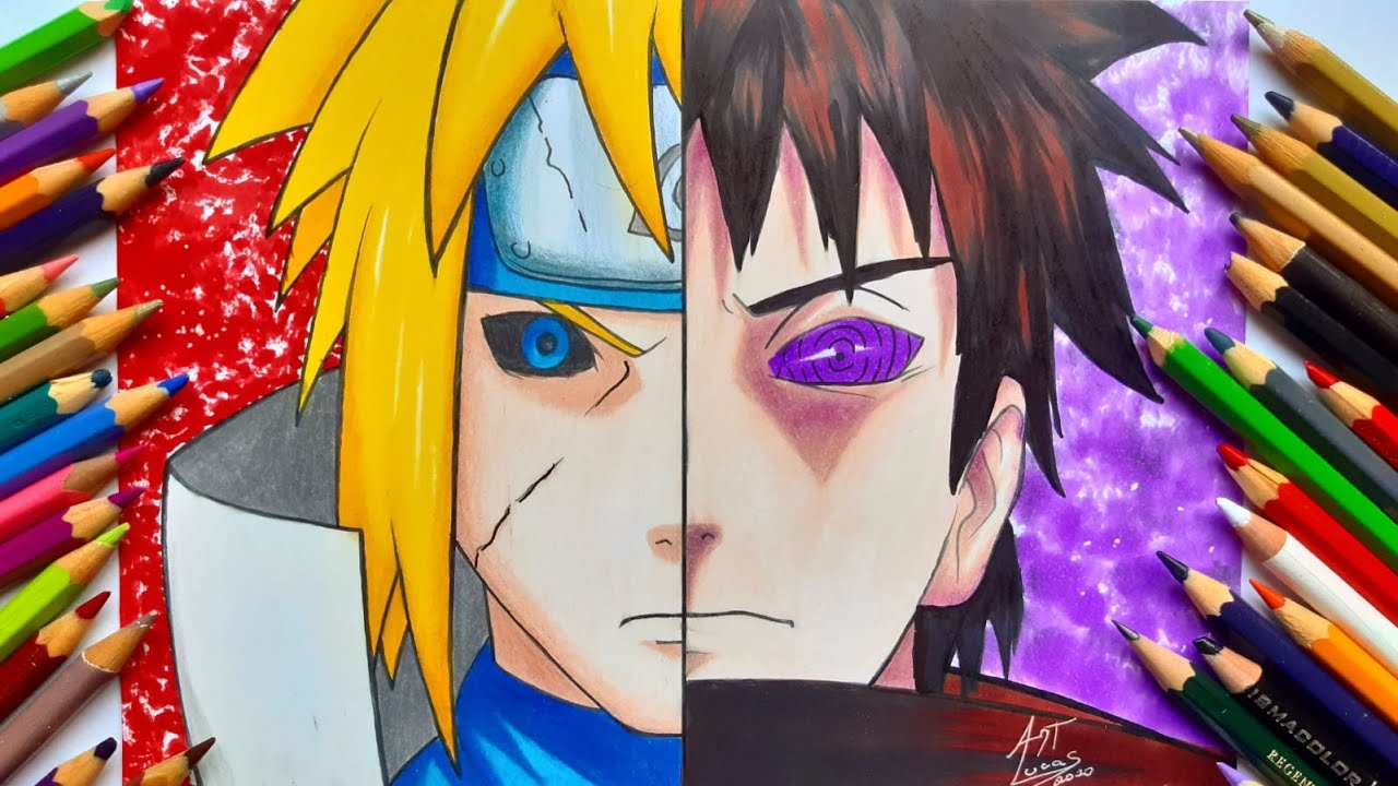 Desenho do Minato e obito *Naruto*