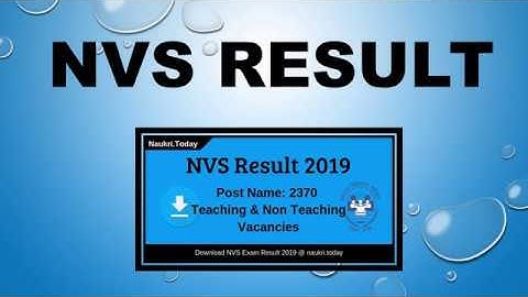 NVS Result 2019 Download Teaching & Non Teaching Cut off Marks, Merit