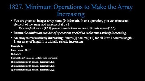 Minimum Operations to Make the Array Increasing (Leet Code 1827)