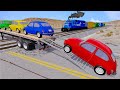 Small cars are moving onto the long crane and crossing the rails  beamng