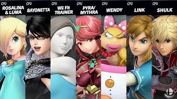 Rosalina vs Bayonetta vs Wii Fit Trainer vs Prya/Mythra vs Wendy vs Link vs Shulk