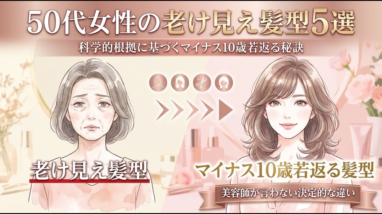 【50代の髪型】「やってはいけない前髪」と「必ずやるべき前髪」の決定的な違い｜1つ間違うと5歳老ける