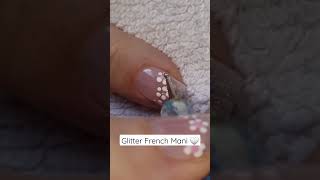 Glitter French NAIL ART | Pretty Flower Nails | #shorts