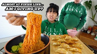 Korean Cold Chewy Noodles+Fried Kimchi Dumplings Mukbang @ 32 Weeks Pregnant!!