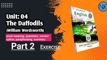 KPK 9th Class English|Unit 4|The Daffodils |Exercise|