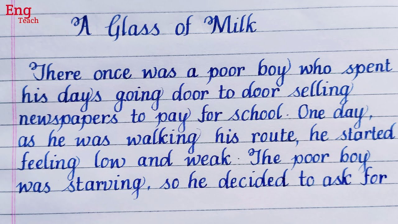 Moral story A Glass of Milk story writing Writing Story