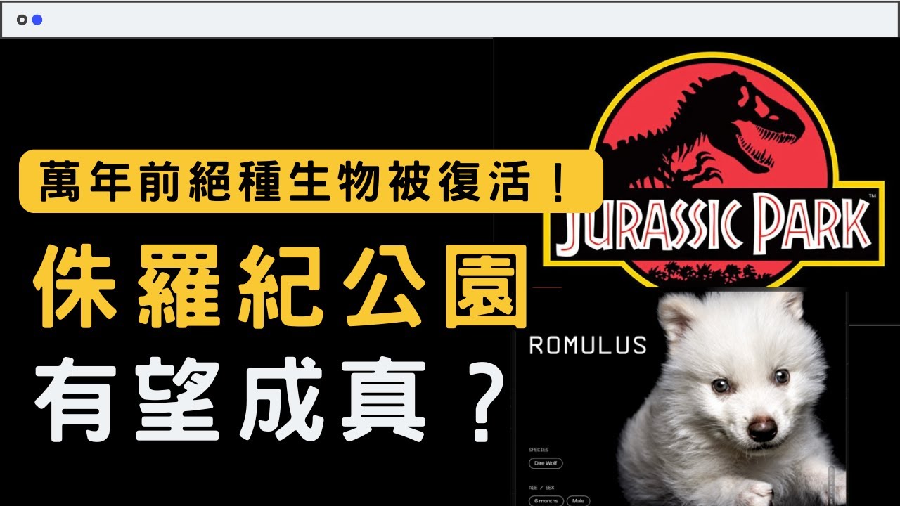 萬年前絕種恐狼Dire Wolf被復活 | 侏羅紀公園有望成真? 恐狼復活 基因科技 CRISPR - YouTube