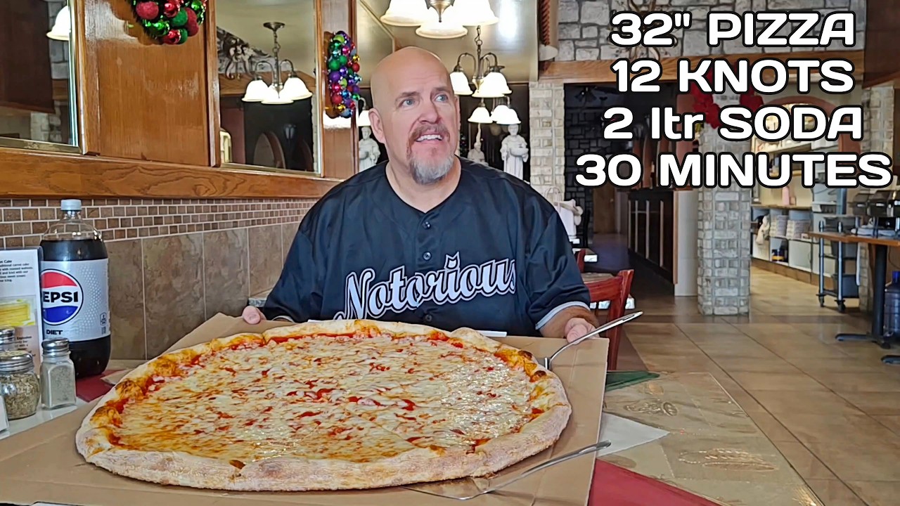 Могу ли я съесть эту гигантскую 32-дюймовую пиццу + 2 литра Pepsi + 12 чесночных узелков за 30 ми...