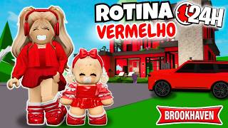 ROTINA DE UM DIA SÓ VERMELHO ❤️ no BROOKHAVEN RP 🏠