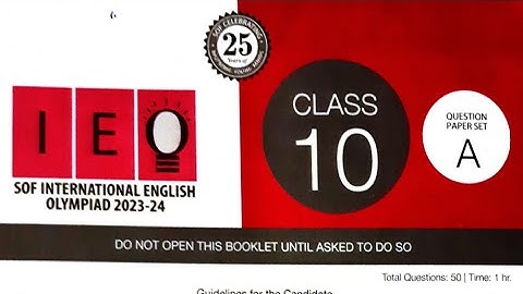 Class 10 IEO 2023-24 solved Paper | SOF English Olympiad grade 10 question paper and answer | IEO