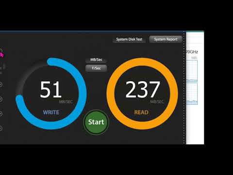 Hardware RAID System IO speed test with AJA System Test software