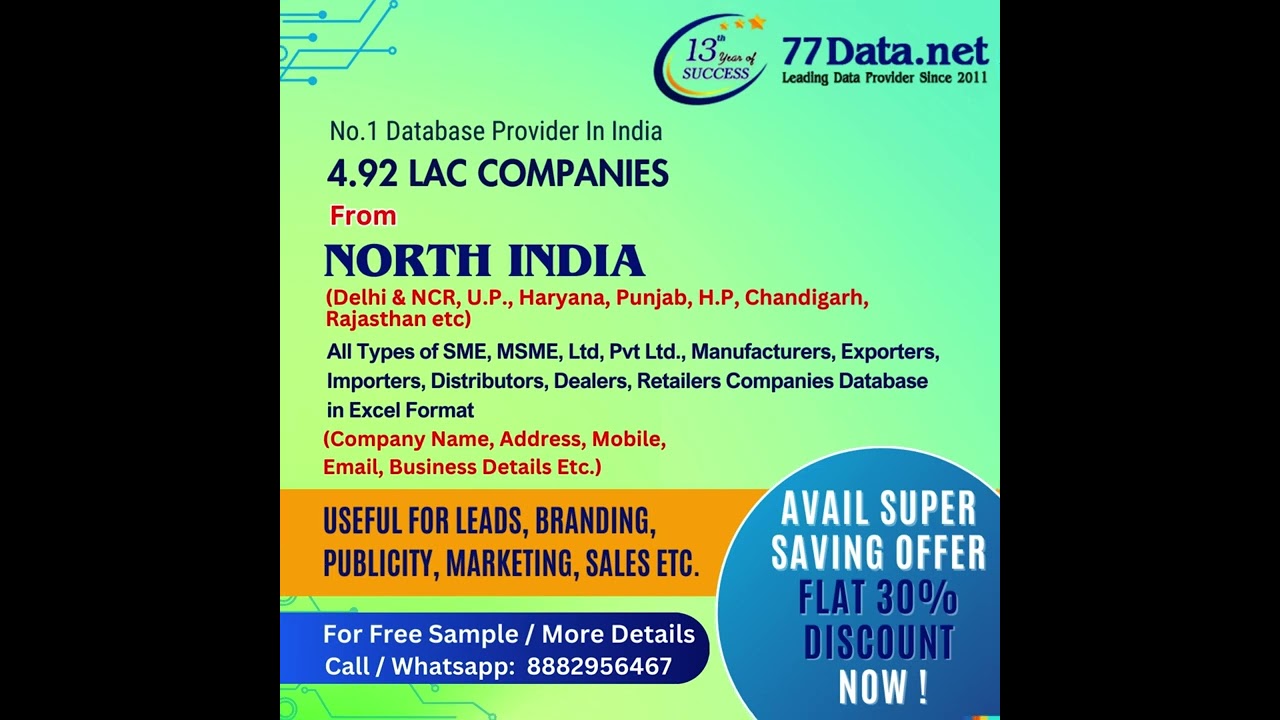 NORTH INDIA Companies Database | B2B Database Provider