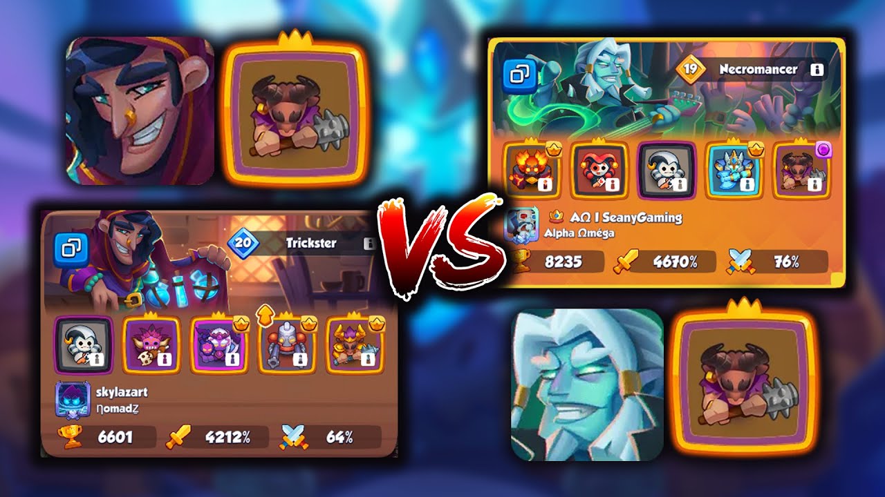 RUSH ROYALE: AΩ | SeanyGaming (Necromancer, Minotaur) vs skylazart (Trickster, Minotaur) | League 13