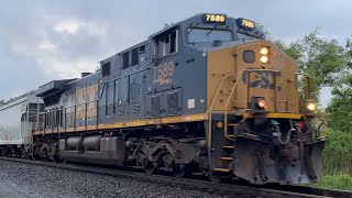 CSX #7589 Leads M382 By Stone Rd In Voorhessville NY With One Very Loud Horn! 