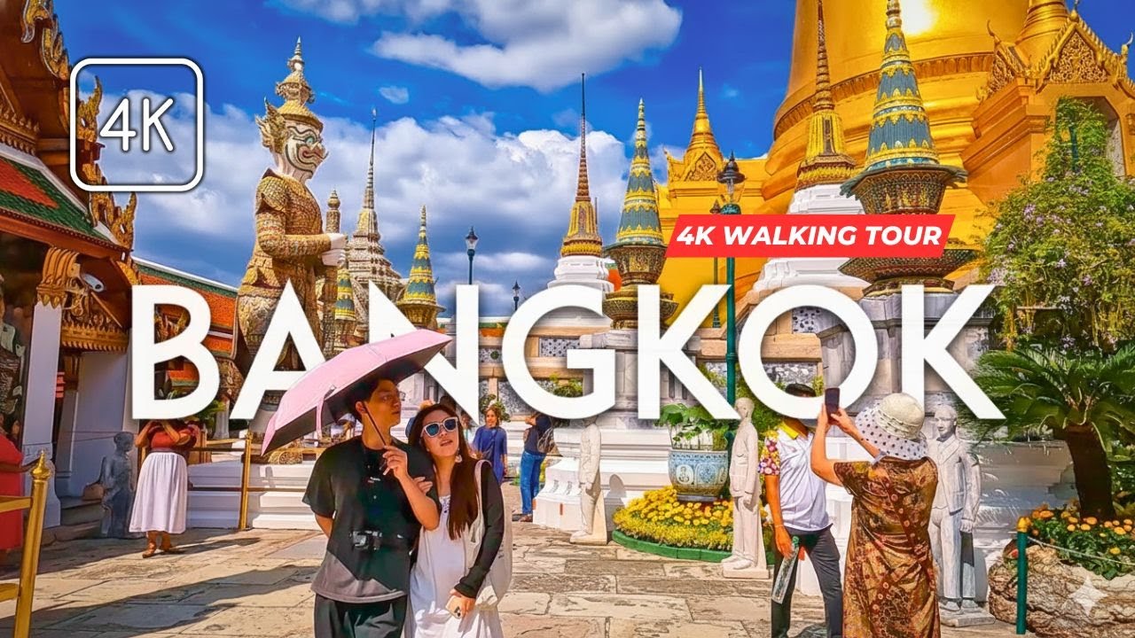 BANGKOK, Thailand Walking Tour - Wat Pho, Wat Arun and Bangkok daily Life | 4K HDR Tour