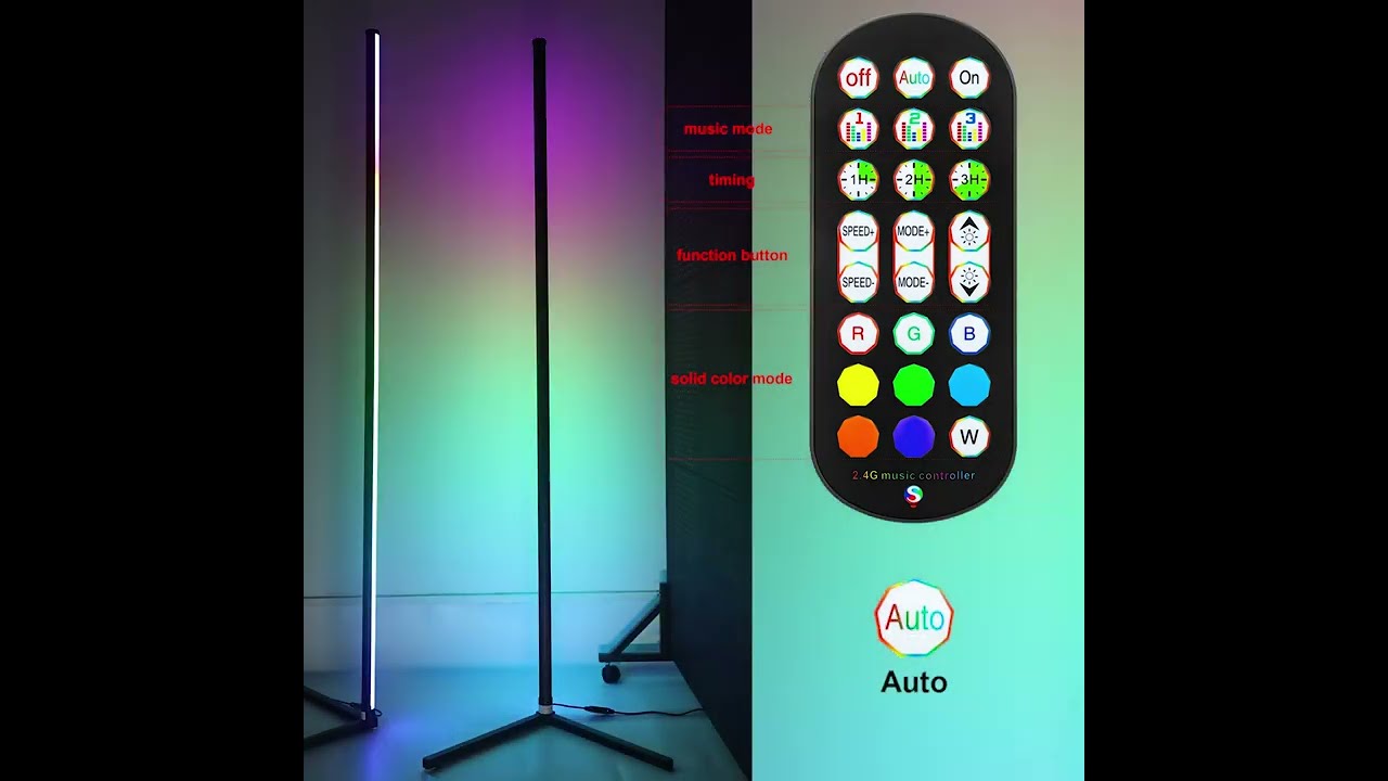 L Shape RGB LED Tube Light Floor Lamp