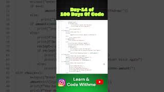 ATM Machine Python Project Deposit Withdraw Balance Check Day 14 #python #coding #tutorial