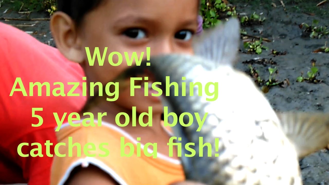 Wow! Amazing Fishing 5 year old boy catches big fish YouTube