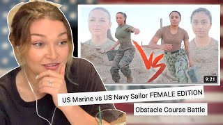 New Zealand Girl Reacts to US Marine VS US Navy Sailor FEMALE EDITION | Obstacle Course Battle