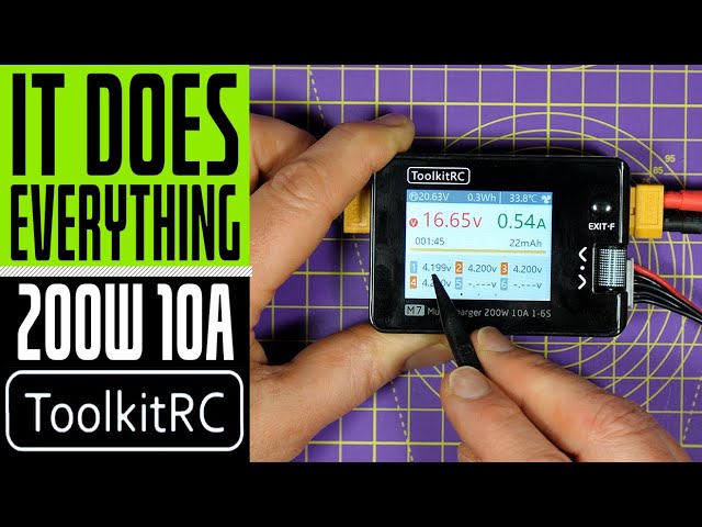 Chargeur équilibreur ToolkitRC M7 200W 10A 1-6S LiPo - Multifonction Pour Drone RC, écran IPS 2"