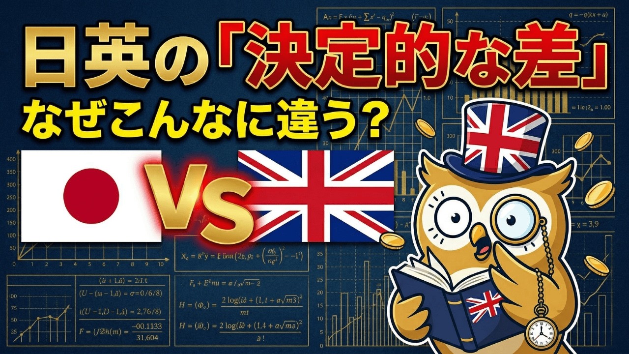 【②イギリス経済/完全解説(後編)】覇権国没落のたった一つの理由とは?ポンド安の恐怖と新・階級社会への転落 / 高市政権だけが持つ円安日本の強力なカード(世界比較)/長期分析(1950年〜2025年)