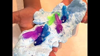 How To Make Diy Ocean Slime With Fish Toys Kid Friendly Slime Without Borax