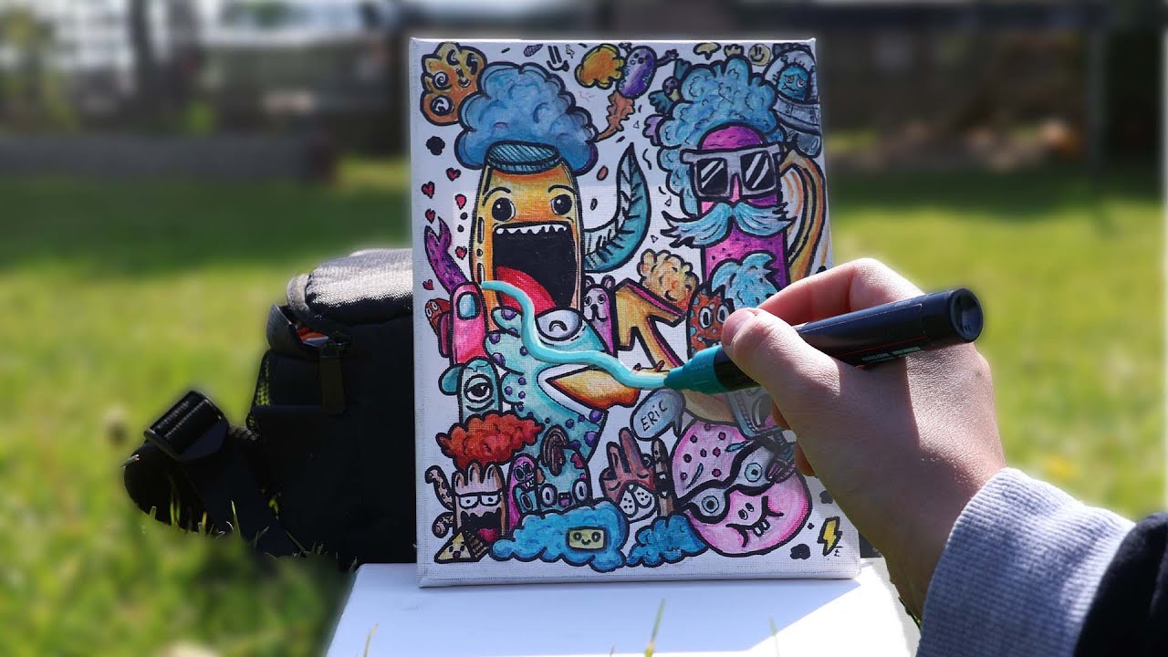 My first drawing on canvas - YouTube