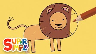 Drawing And Coloring A Lion | + More Art For Kids | Watch & Learn