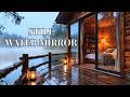 12 Hours Still Water Mirrors Lantern Light at a Rainy Lake Cabin | ASMR Piano Sleep Music